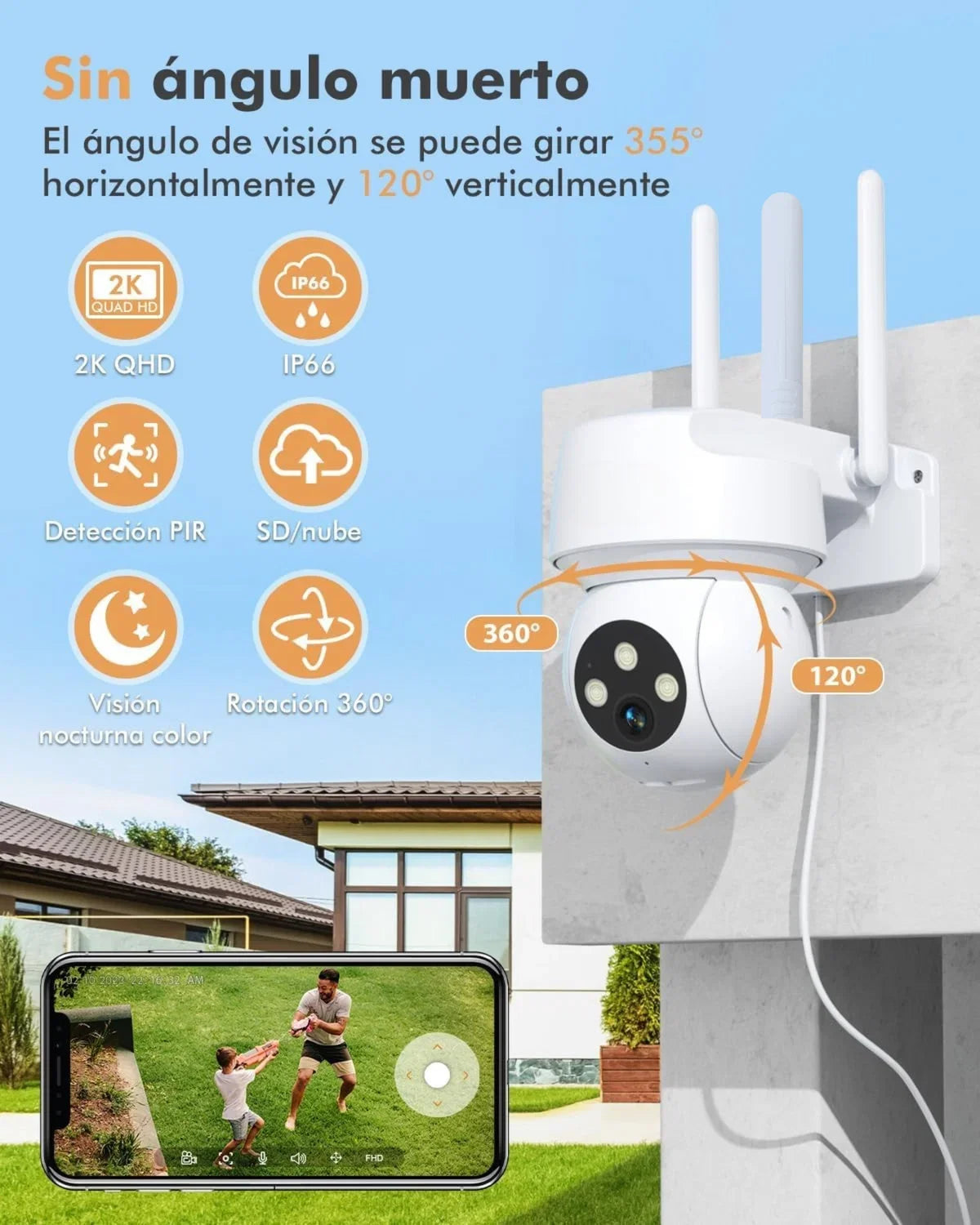 Cámara de Seguridad WhiteCam | 360º 4K Control con Celular